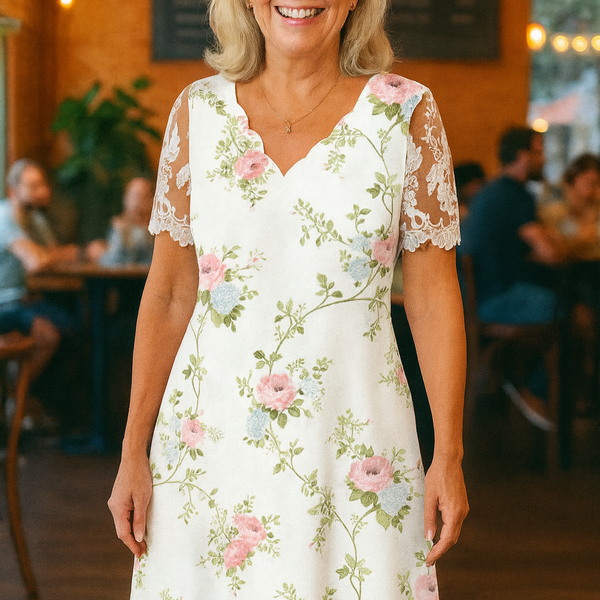 Adeline | Elegant Midi Dress – Flattering Fit with Arm & Tummy Coverage