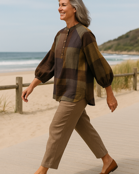 Willow Breeze Cotton-Linen Blouse