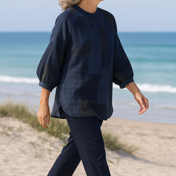 Willow Breeze Cotton-Linen Blouse