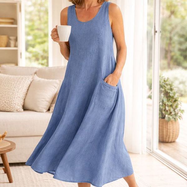 Elara | Effortless Cotton Pocket Dress — Cool, Relaxed & Beautifully Easy (S-5XL)