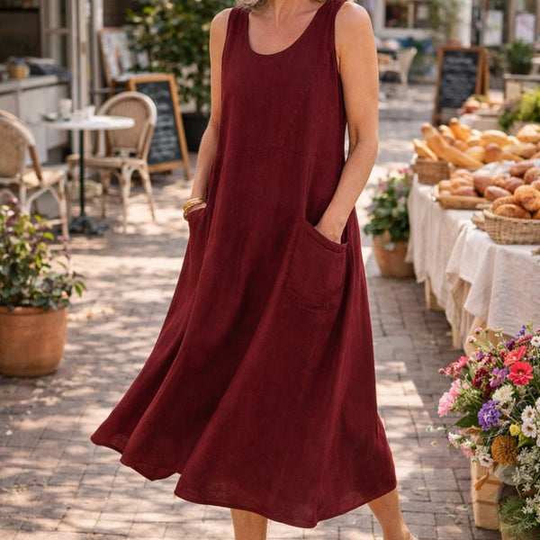 Elara | Effortless Cotton Pocket Dress — Cool, Relaxed & Beautifully Easy (S-5XL)