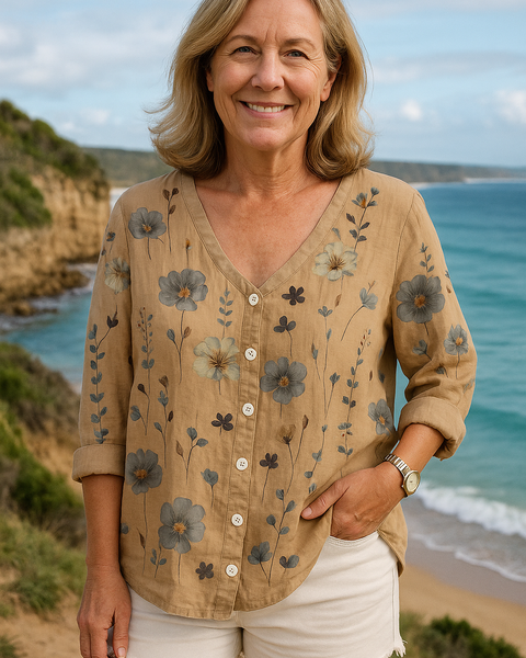 June |  Floral Top - Natural Grace, Effortless Fit