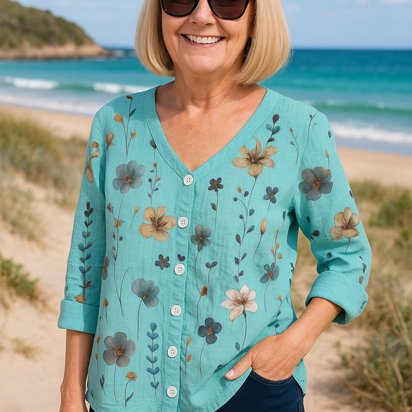 June |  Floral Top - Natural Grace, Effortless Fit