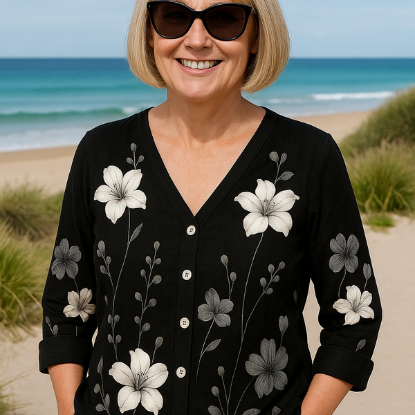 June |  Floral Top - Natural Grace, Effortless Fit