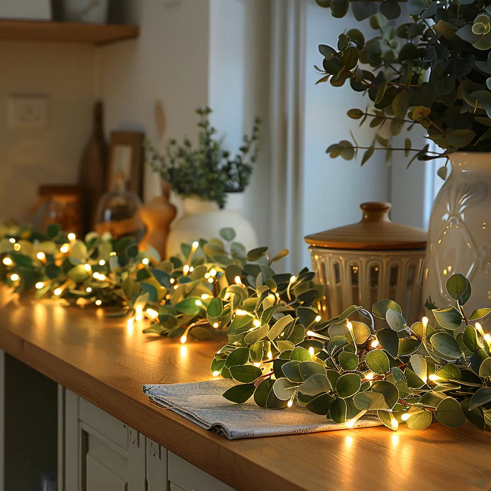 EucaGlow LED Garland – Wireless Warm Eucalyptus Lighting