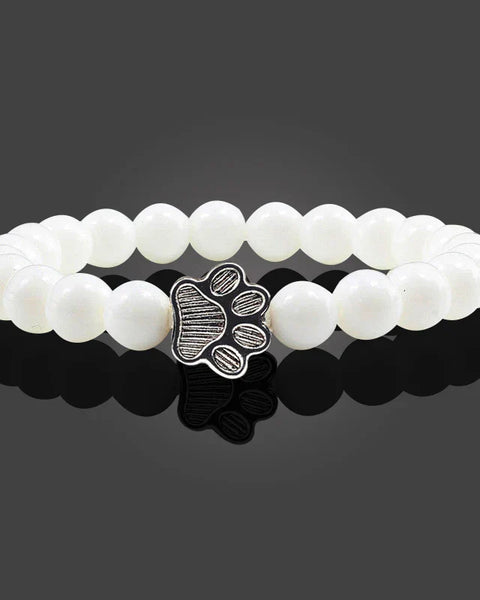 Beaded Paw Bracelet – Natural Stone Design