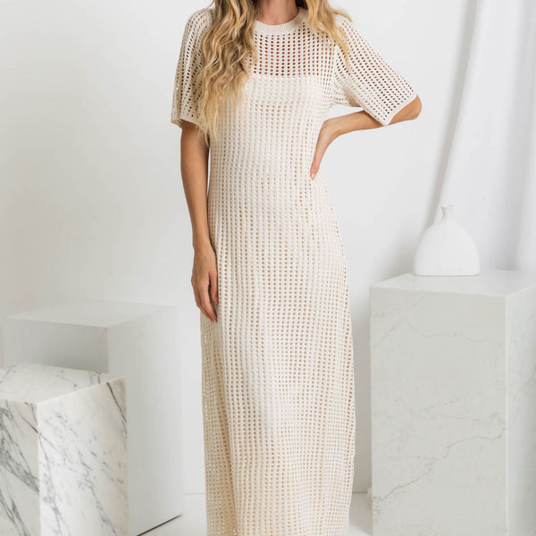 ESSENTIAL - Airlie Crochet Maxi Dress - Natural