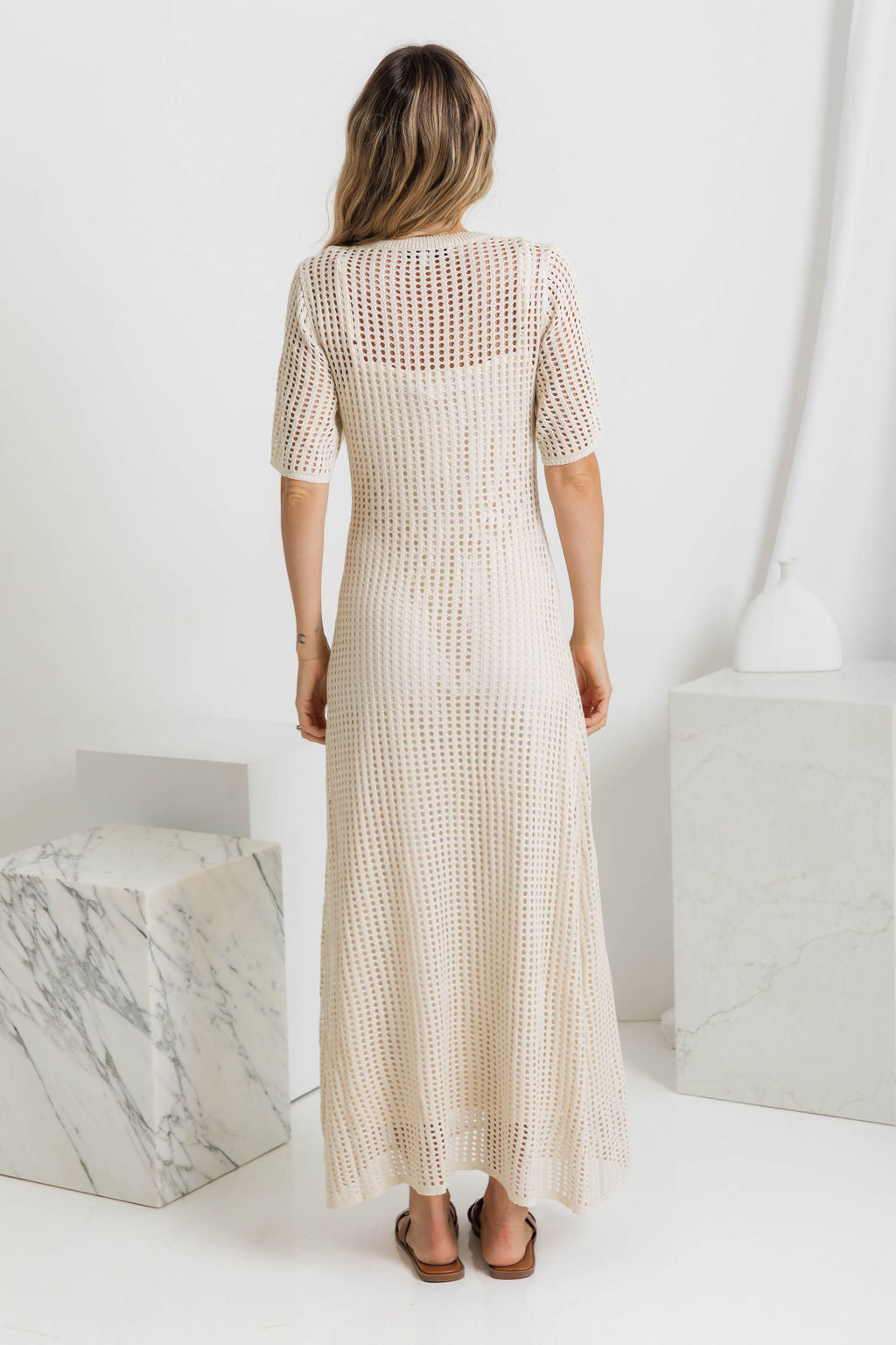 ESSENTIAL - Airlie Crochet Maxi Dress - Natural