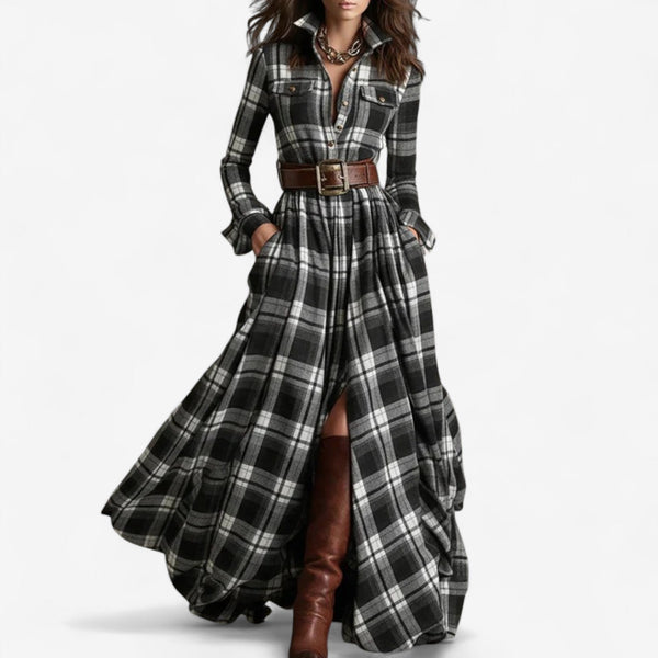 Barboteau™ Robe Maxi à Carreaux Intemporelle