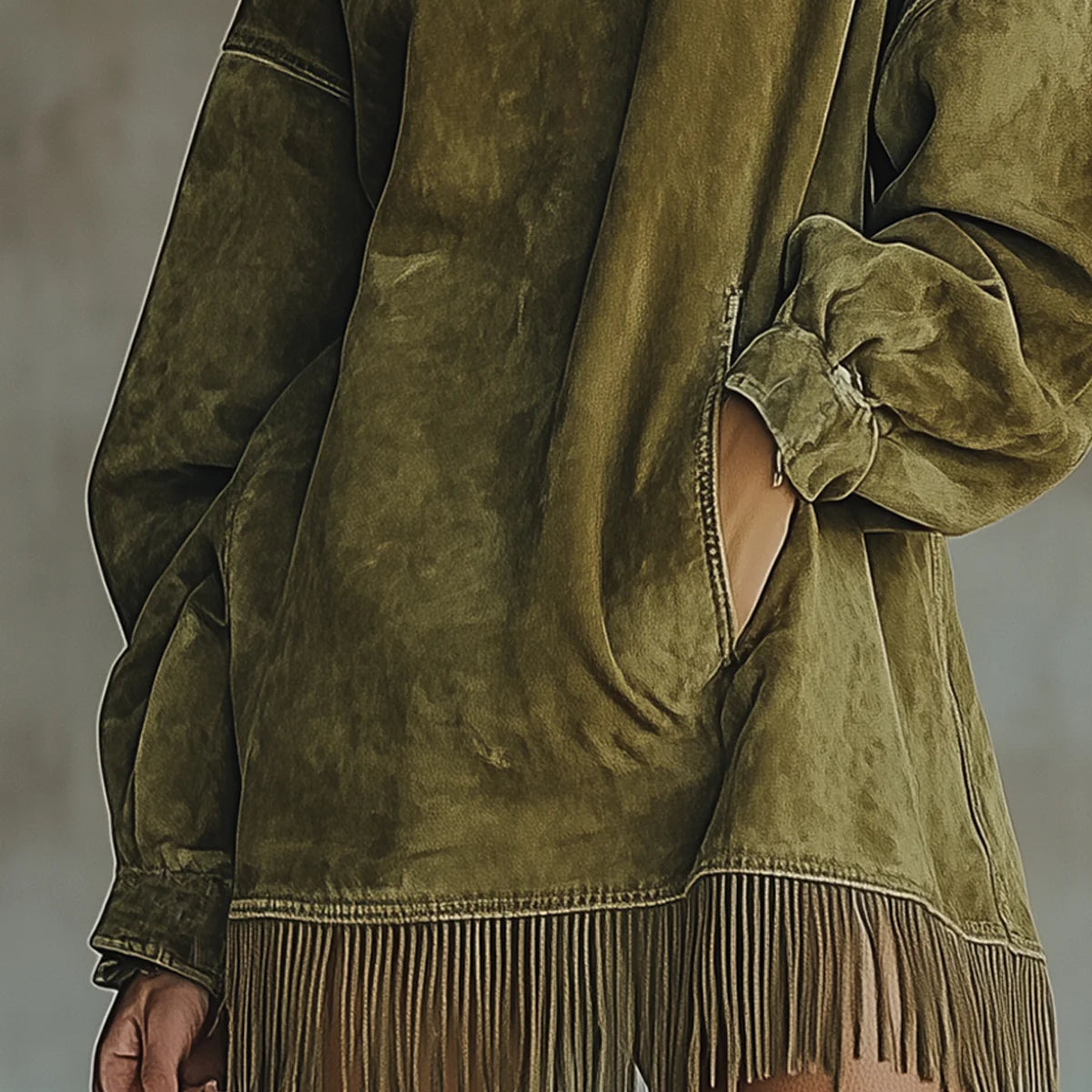 Sheri | Robe en Suède Frangé Confortable