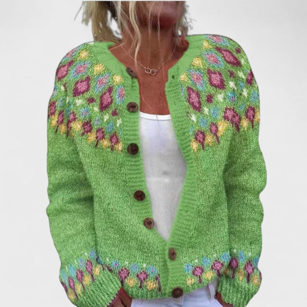 Lianne – Cardigan Tricot Épais avec Motif Chic