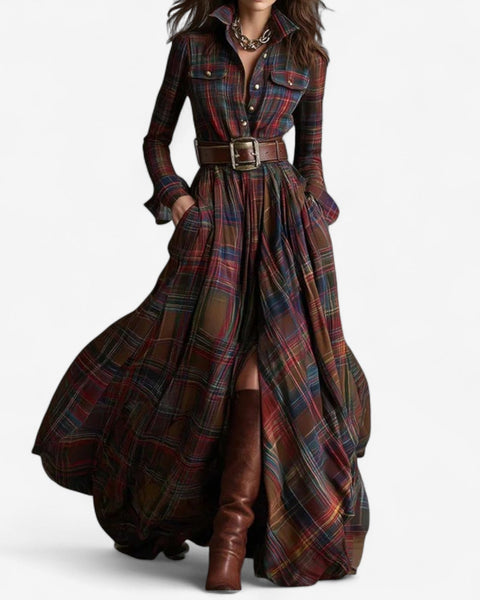 Barboteau™ Robe Maxi à Carreaux Intemporelle