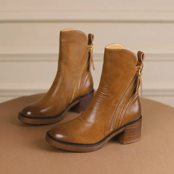 Virelle | Bottes d'Hiver en Cuir Premium à Talon Bloc