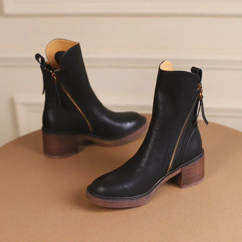 Virelle | Bottes d'hiver à talon bloc en cuir premium
