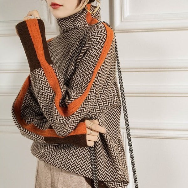 Eleanor | Col Roulé Luxe en Chevron