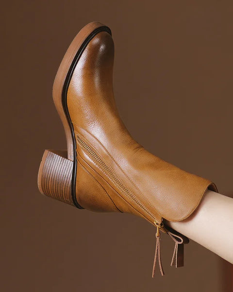 Virelle | Bottes d'hiver à talon bloc en cuir premium