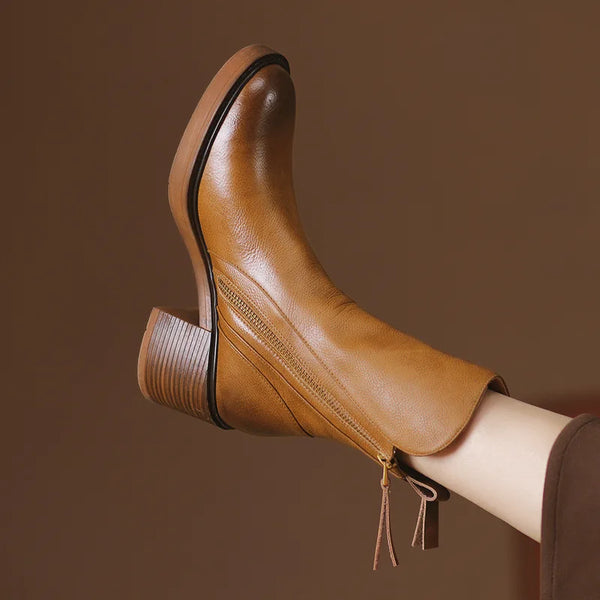 Virelle | Bottes d'hiver à talon bloc en cuir premium