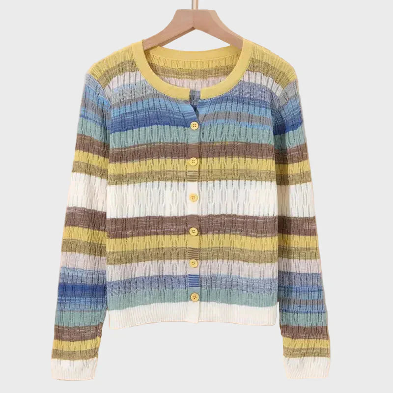Desiree | Cardigan Tricoté Avec Design Rayé Inspiré des Années Passées