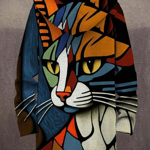 Faye | Sweat à capuche abstrait avec chat