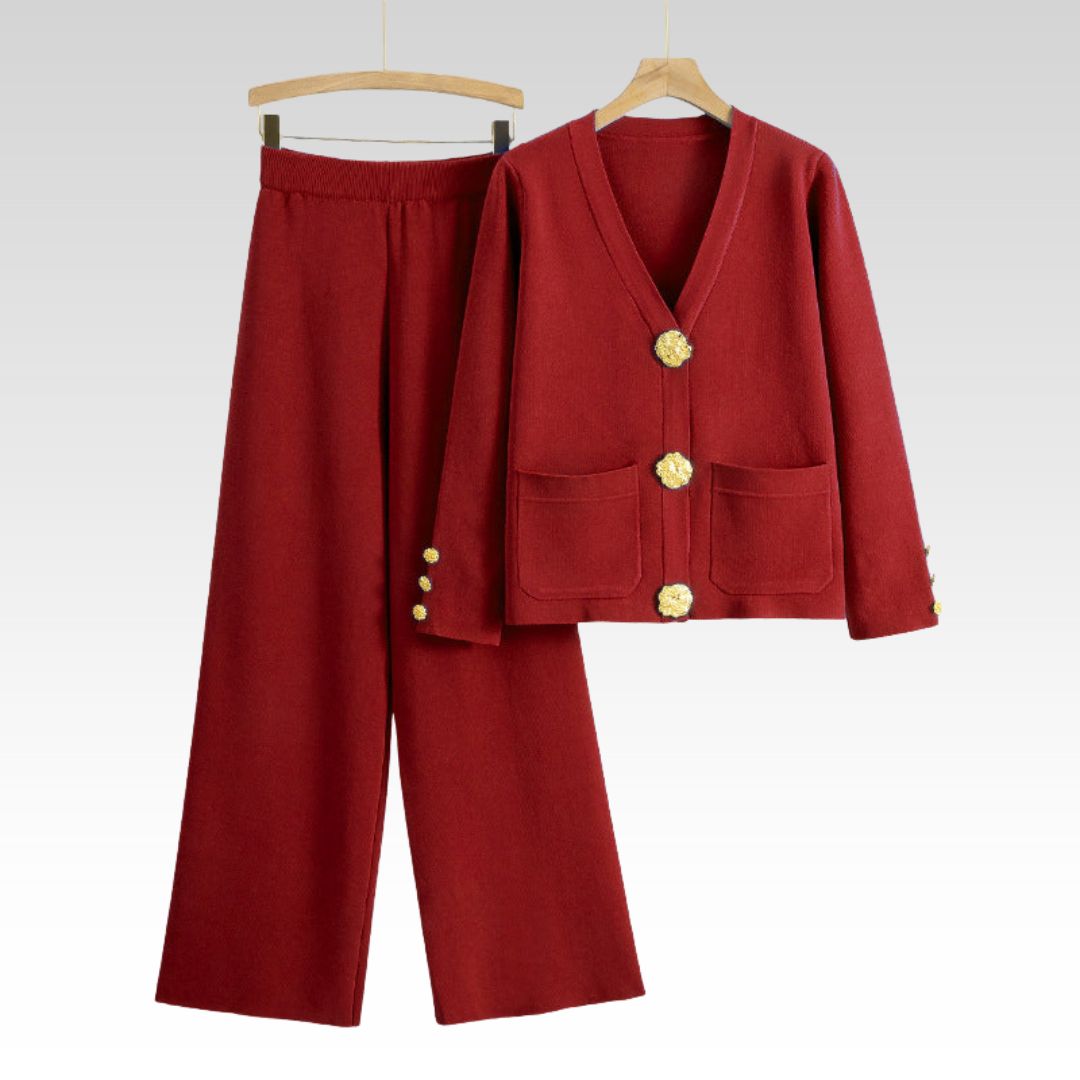 Kathleen | Ensemble Tricot Élégant avec Boutons Dorés
