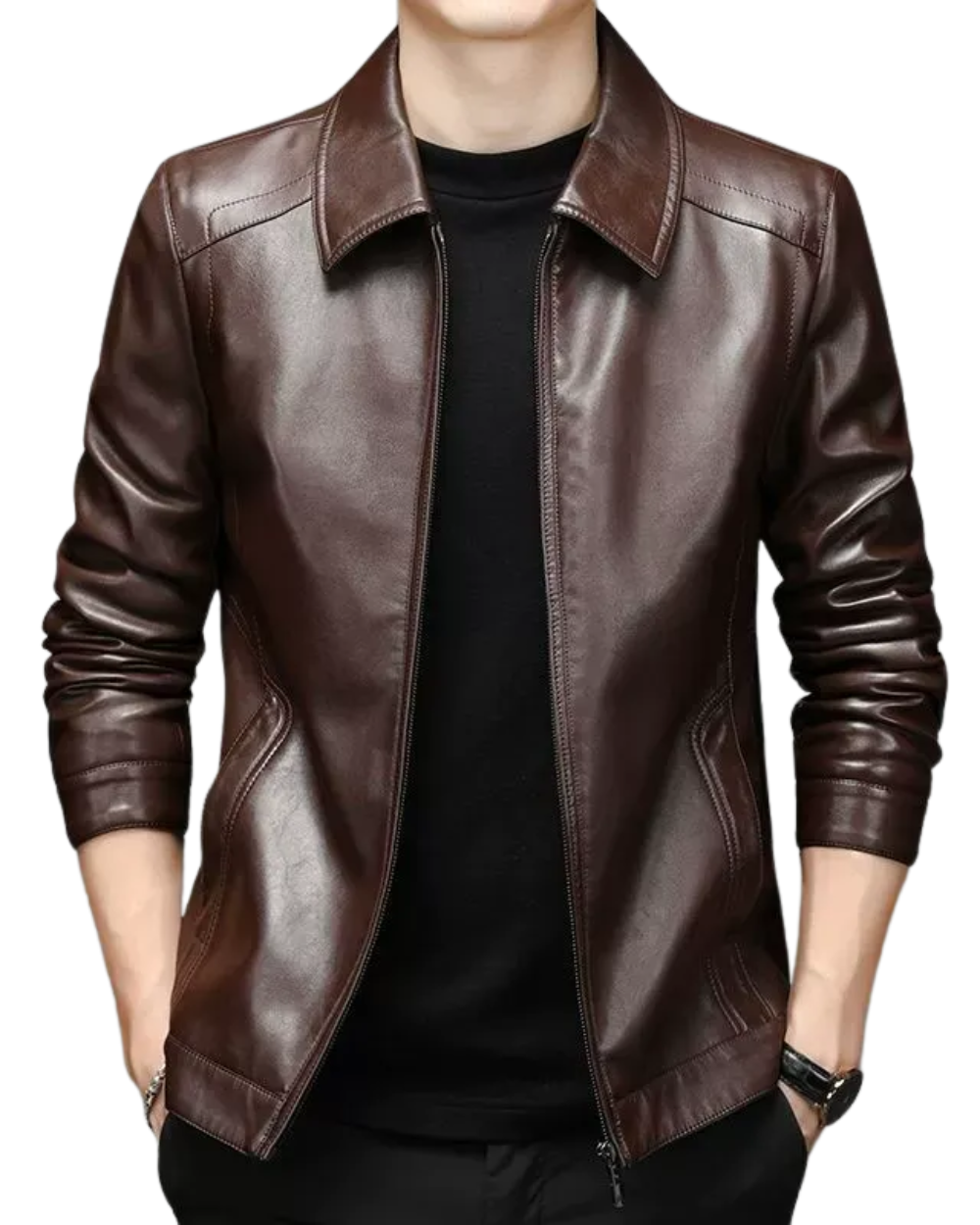 Veste en Cuir Décontractée