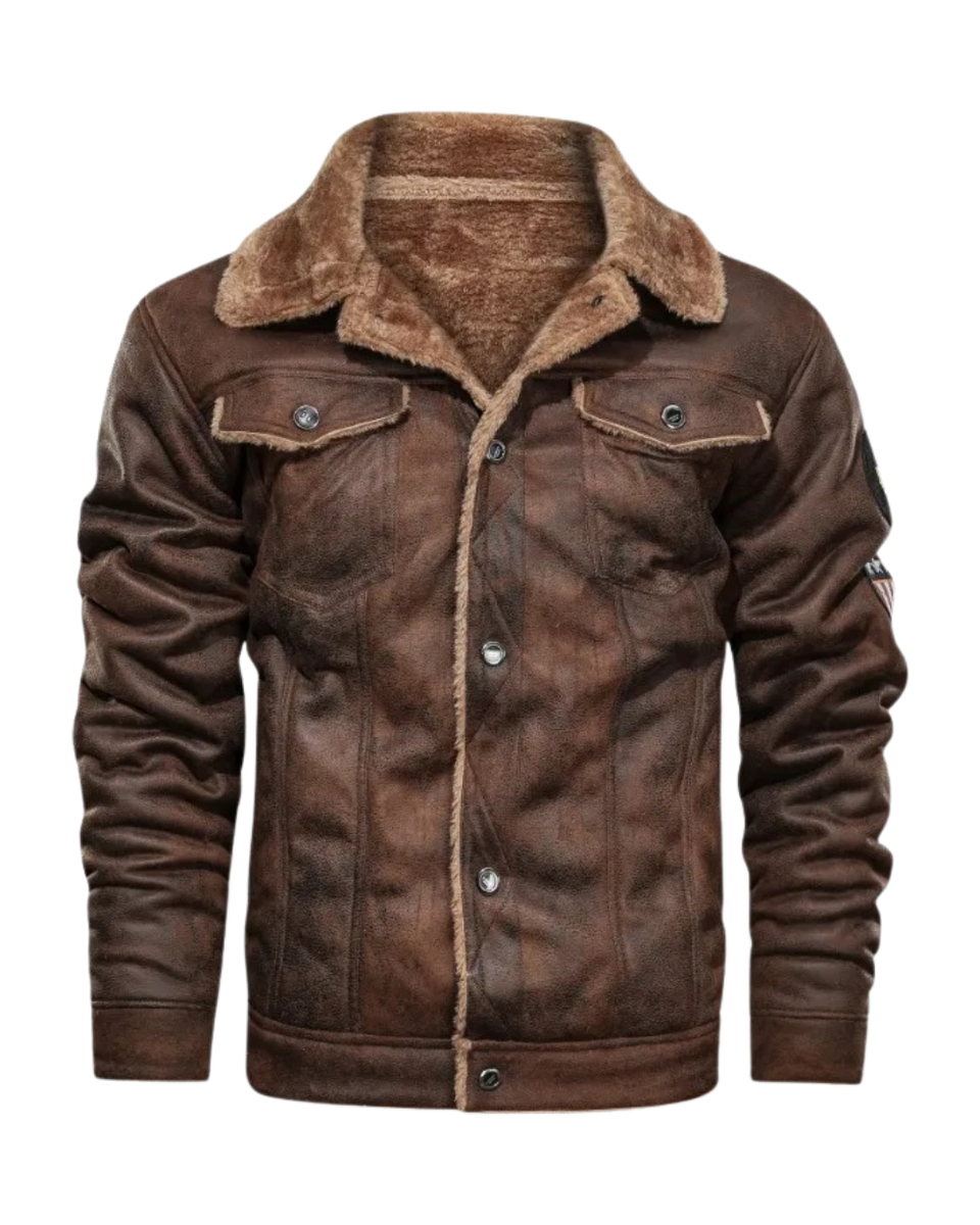 Veste en Cuir en Fleece Élegante et Chaude