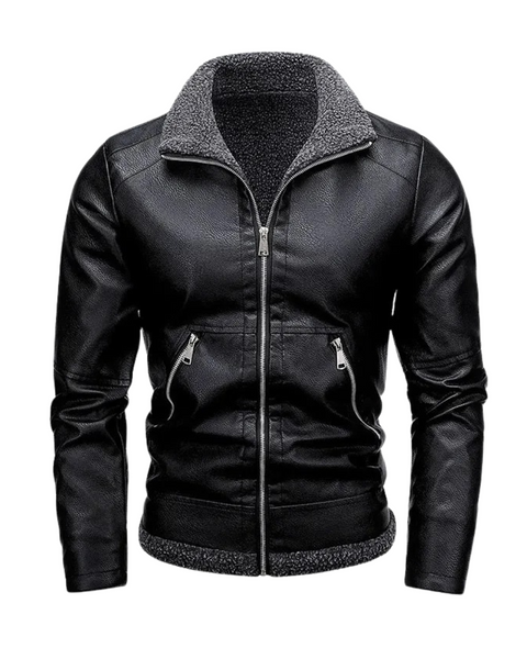Veste en Cuir Élégant en Fleece