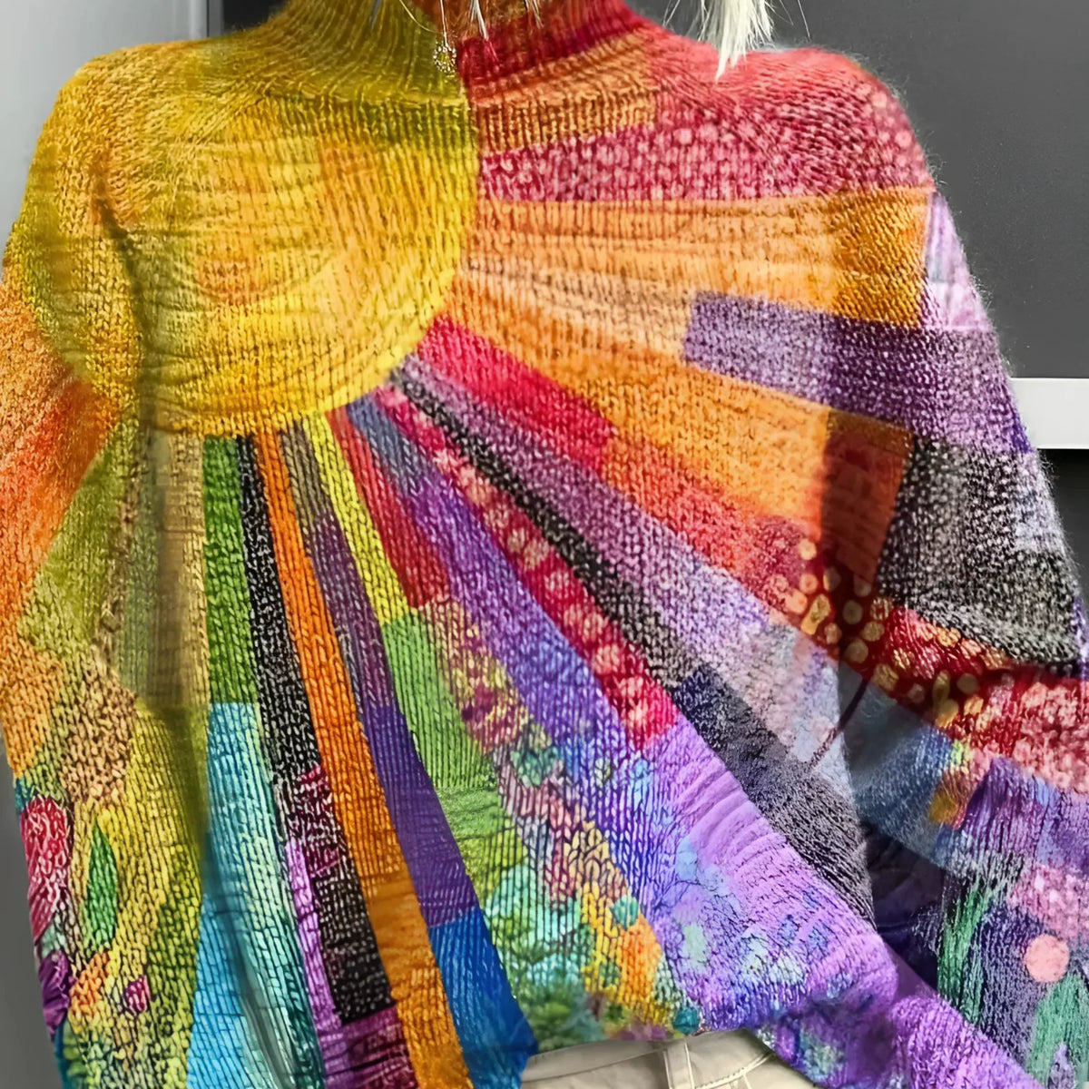 Fana | Pull Col Roulé Vibrant et Coloré