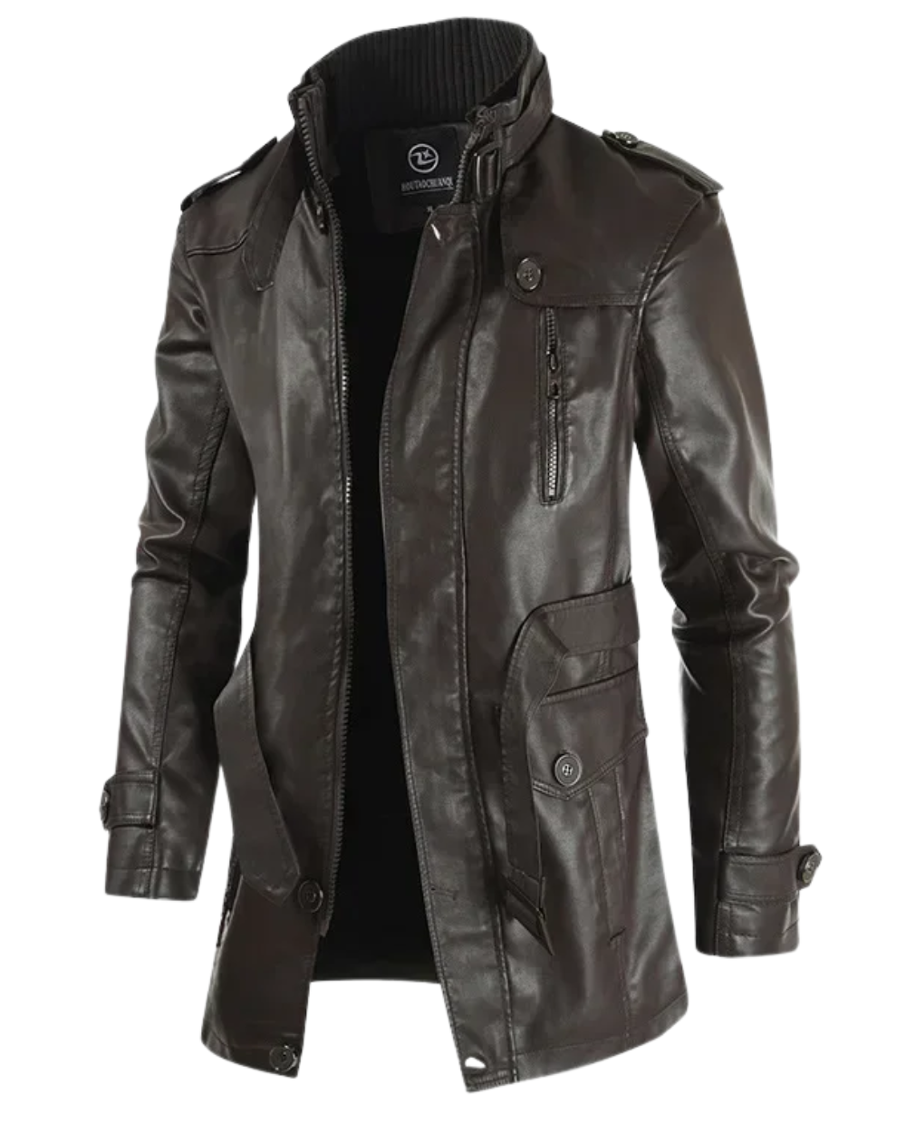 Veste de Moto Longue en Cuir Élégante
