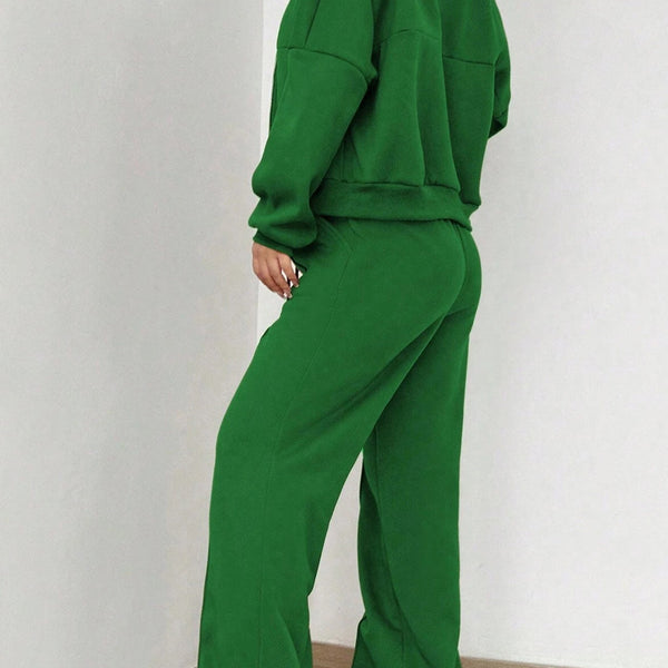 Veste Cardigan sans Col à Zip et Pantalon