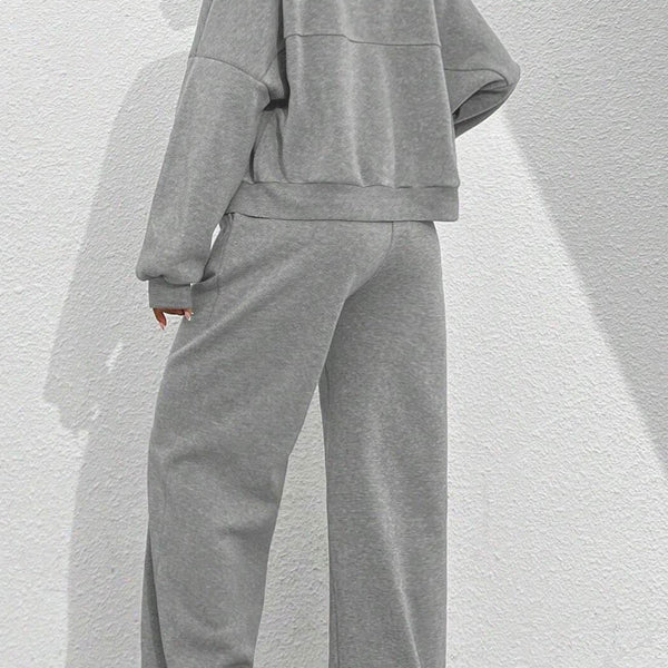 Veste Cardigan sans Col à Zip et Pantalon
