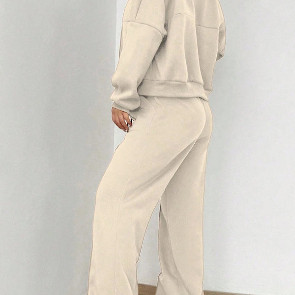 Veste Cardigan sans Col à Zip et Pantalon