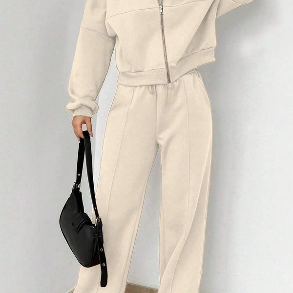 Ensemble de Pantalon et Cardigan Col Montant à Zip