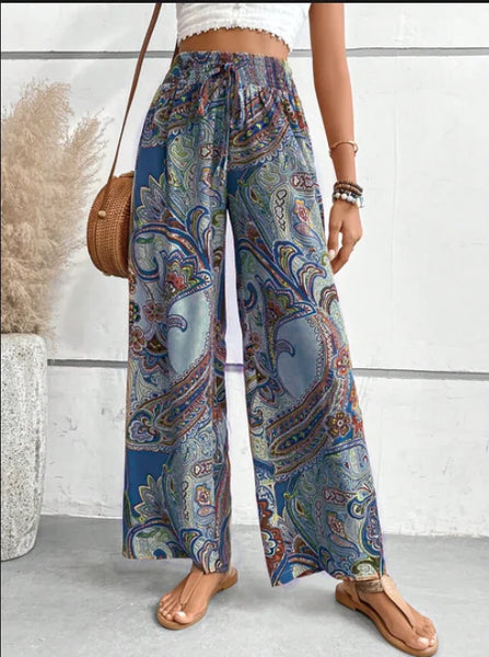Theia | Boho Paisley Print Summer Trousers