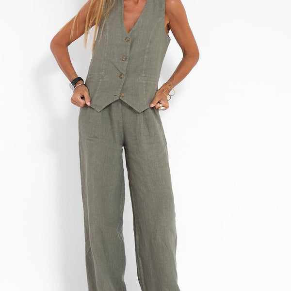 Aira - Ensemble Gilet Boutonné & Pantalon Large