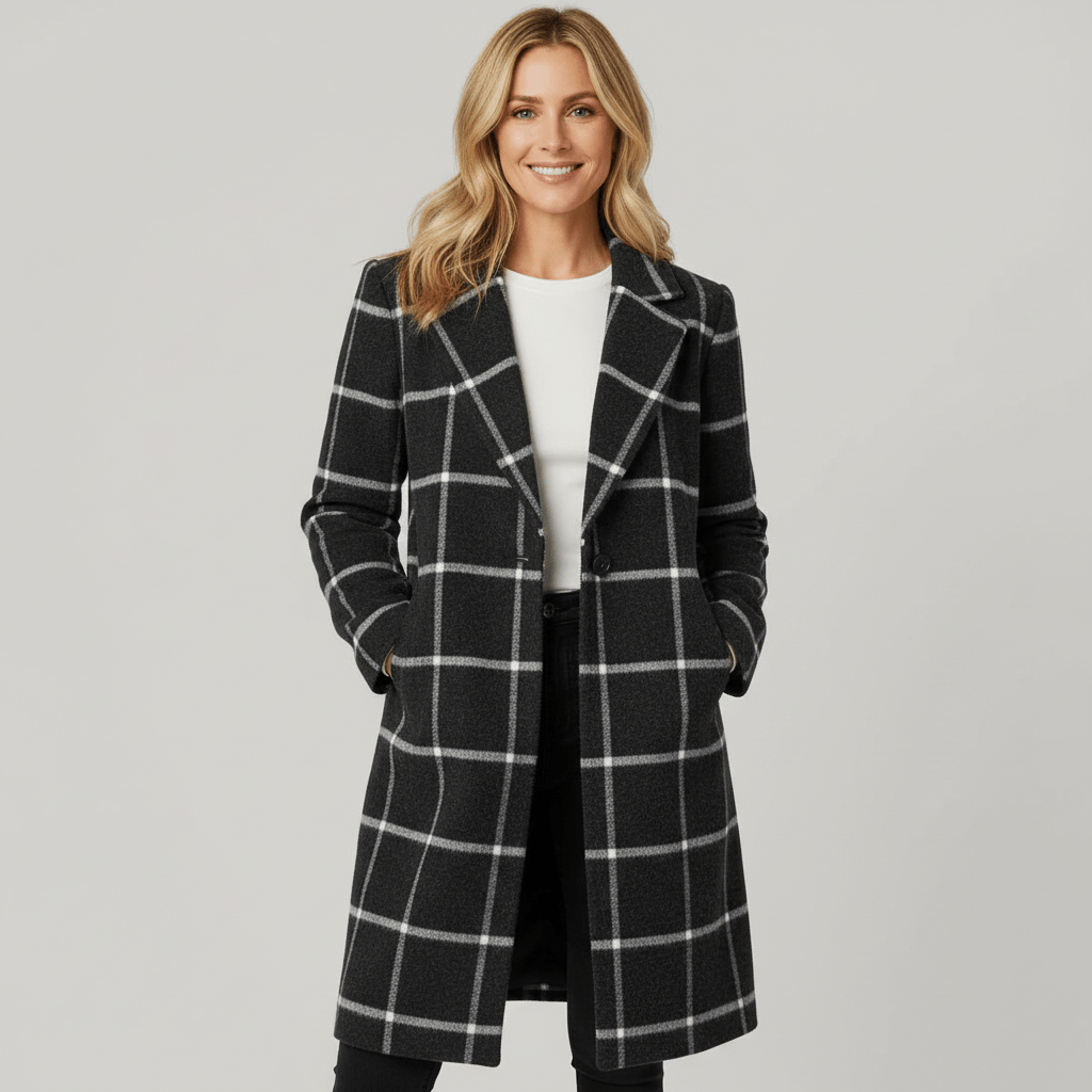 ADRIANA | MANTEAU TRENCH À CARREAUX D'HIVER