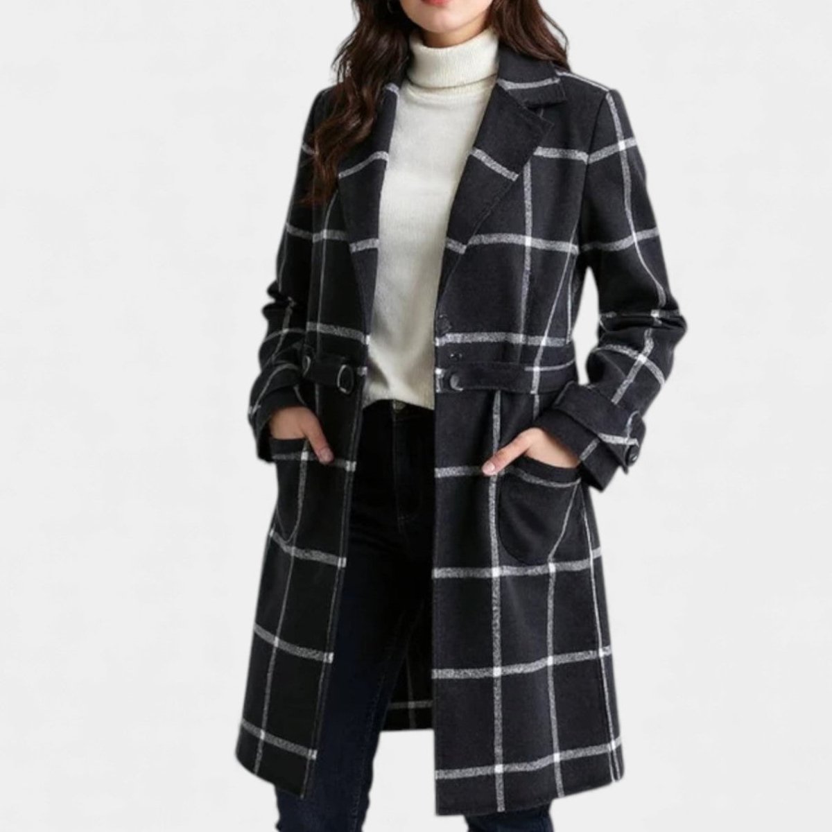 ADRIANA | MANTEAU TRENCH À CARREAUX D'HIVER