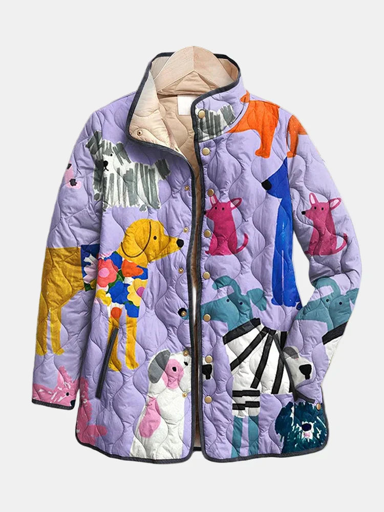 Rhea | Veste Quilted Décontractée avec Imprimé Chien