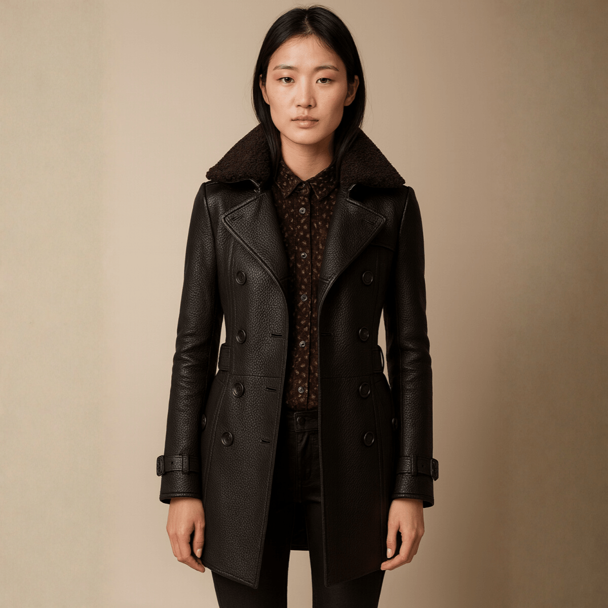 ALLESIA | MANTEAU EN CUIR ÉLÉGANT