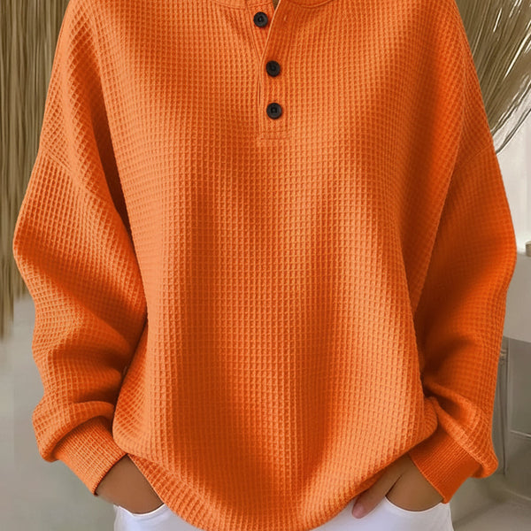 Anne - T-shirt Henley en Tricot Waffle Confortable