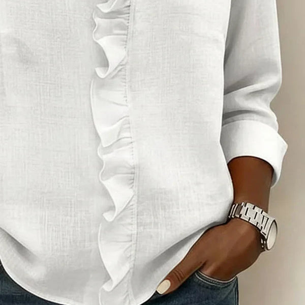 Indie | Blouse avec Volants, Col en V et Manches Longues