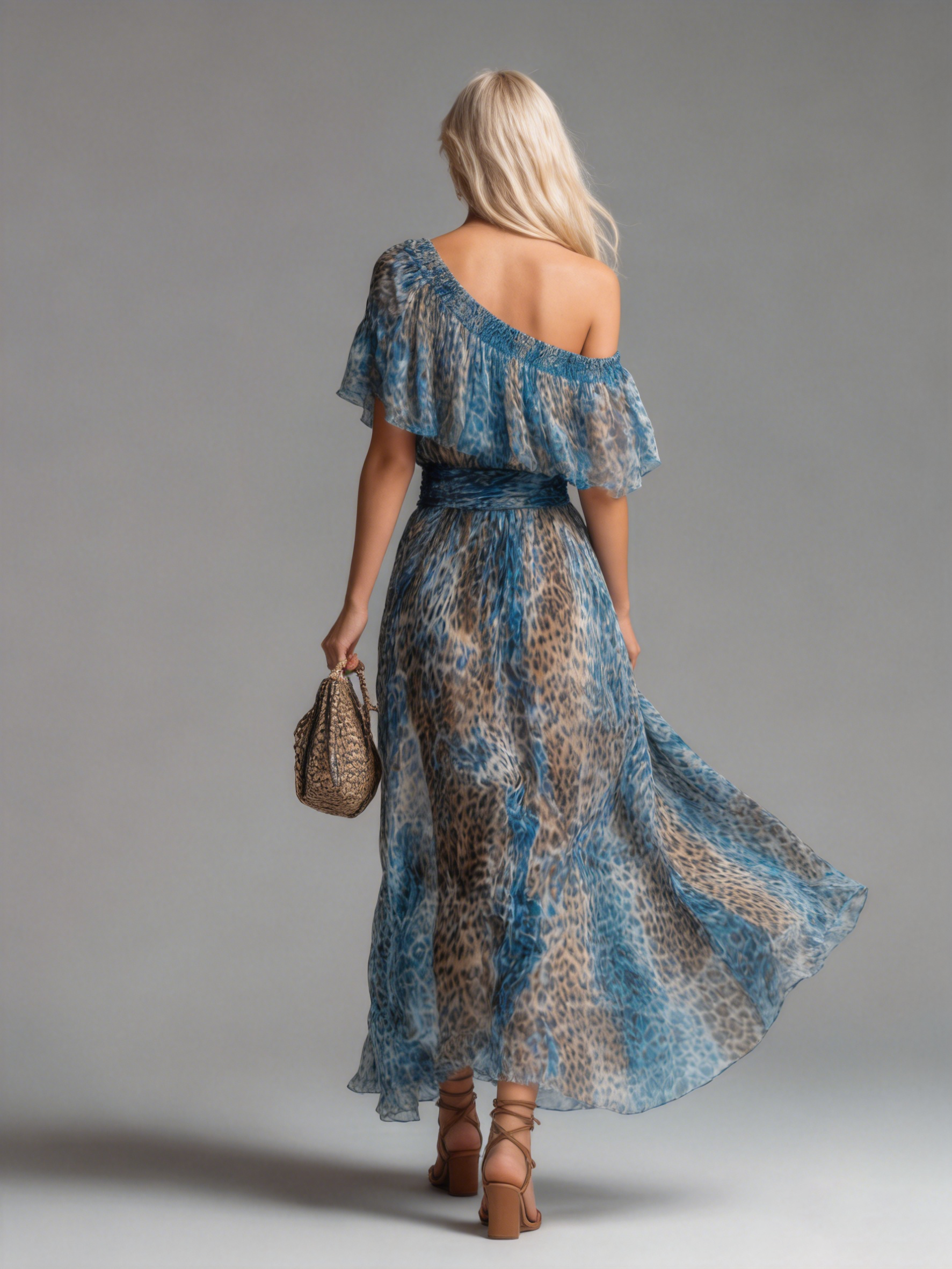 🔥 Selvaggia – Leopard Print Off-Shoulder Chiffon Maxi Dress