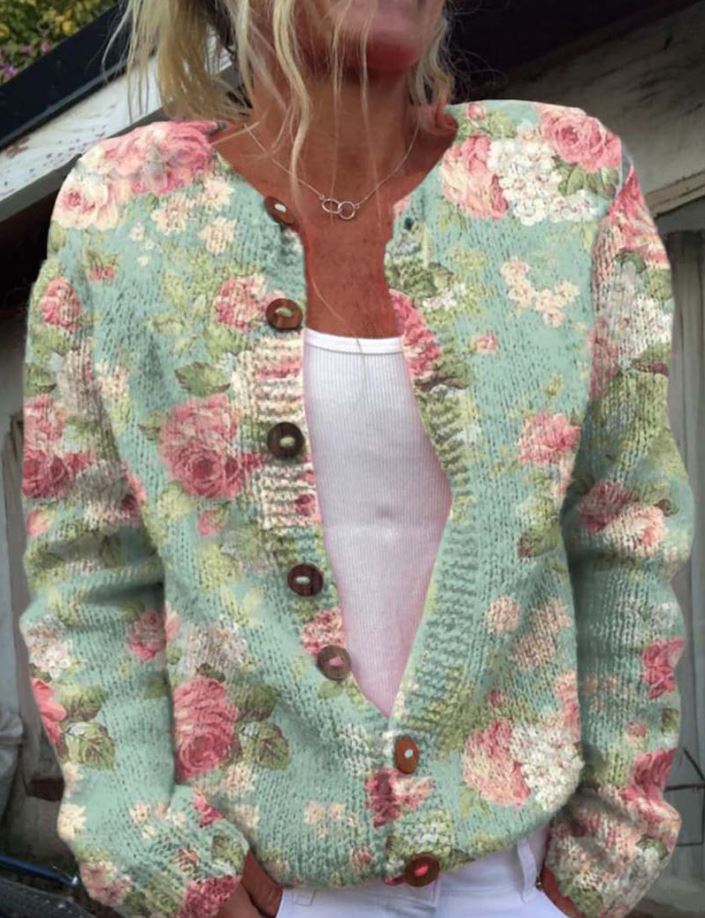 Merryn | Cardigan à Motif Floral Élégant