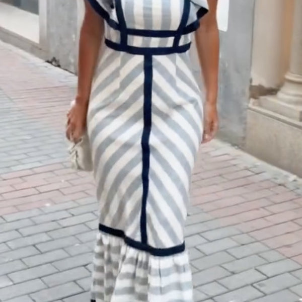 Dianne | Retro Striped Maxi Dress