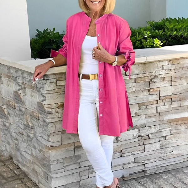 CÉLINA™ - Manteau Chemise Long Chic