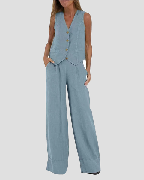 Aira - Ensemble Gilet Boutonné & Pantalon Large