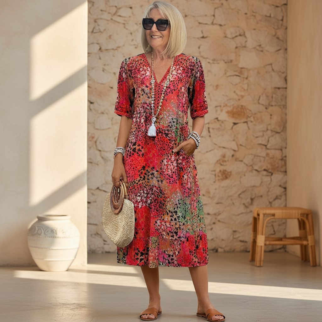 Véronique | Elegant Fluid Midi Dress