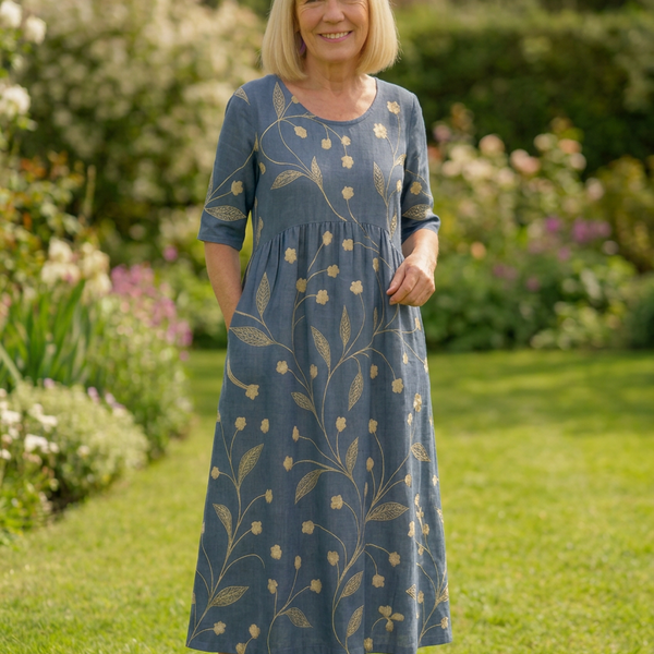 Eliza | Relaxed Midi Dress - Effortless Elegance, Everyday Comfort Navy