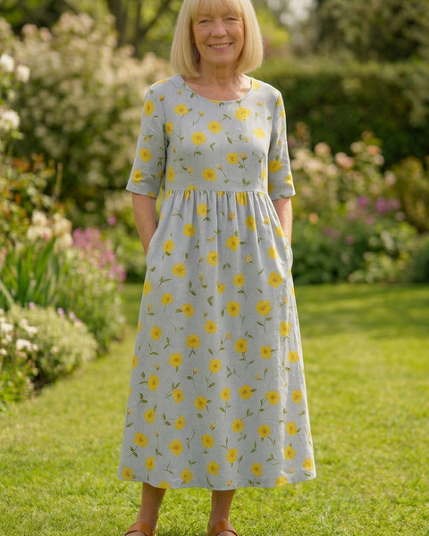 Eliza | Relaxed Midi Dress - Effortless Elegance, Everyday Comfort Light Yellow