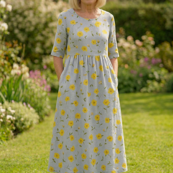Eliza | Relaxed Midi Dress - Effortless Elegance, Everyday Comfort Light Yellow